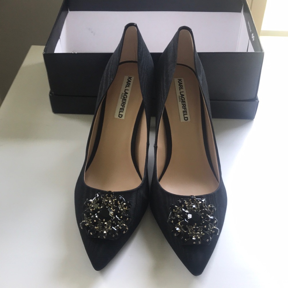 New Karl Lagerfield Paris black heeled shoes